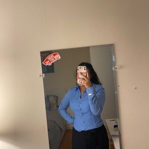 Blue small Fitted Dress shirt for Women from Express